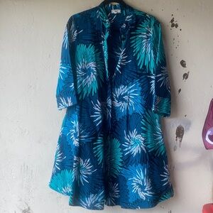 Elegant Blue Floral Midi Dress